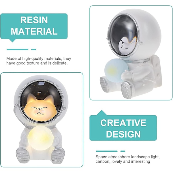 Kreativ Natlampe - Astronaut Hund Formet Natlampe, Dekorativ Sengebordlampe