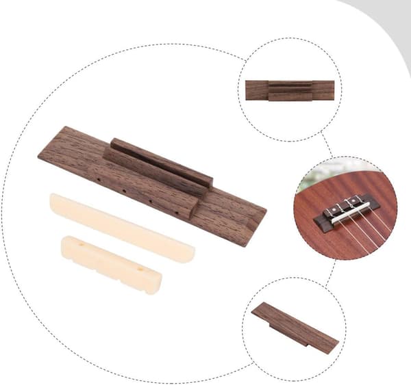 Ukulele strengmutter salmutter gitar tilbehør tre justerbar bro stabiliserende strenger for ukulele spilling