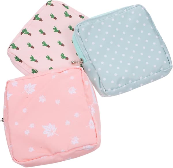 3 stk. hygiejnebindstaske Menstruationsbind Organizer Dekorativ Periode Pung Bærbar Taske