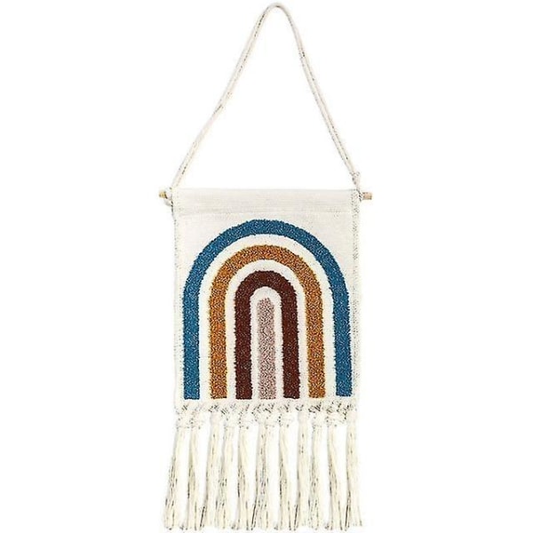 Broderad väggbonad Geometrisk Regnbåge Boho Hängande Filt