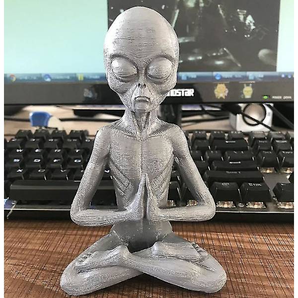 Mediterende Alien UFO Harpiks Statue Håndværk Bordpynt Skulptur Ornament Hjem Dekorationer