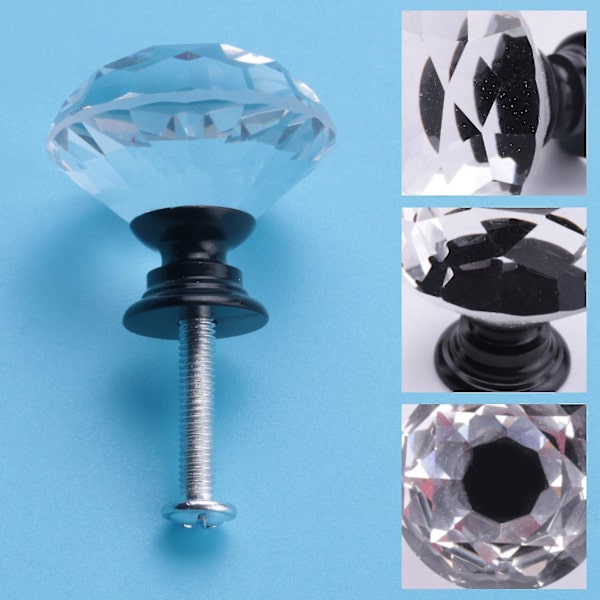 12-pack Knoppar till Lådor, Diamantformade, Konstgjorda Kristallglas, För Byrå, Kök
