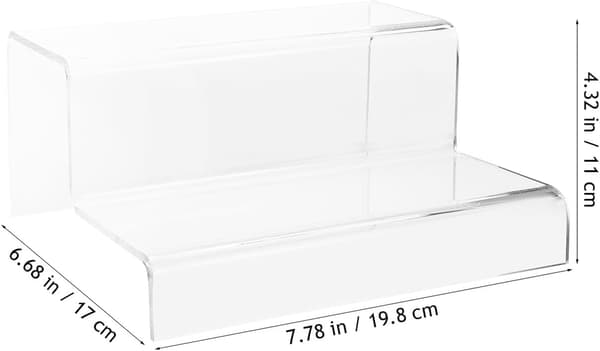 Akryl Displayställ 2-vånings Riser 20cm Lång Akryl Display Riser för Hantverksfigurer och Samlarobjekt