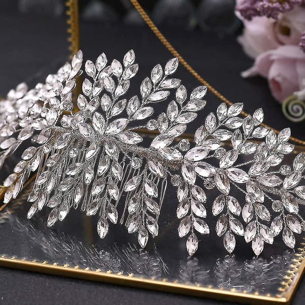 Sølv Bryllupshårkam Bryllupshovedbånd Rhinestone Hårtilbehør Til Bruden Og Brudepiger