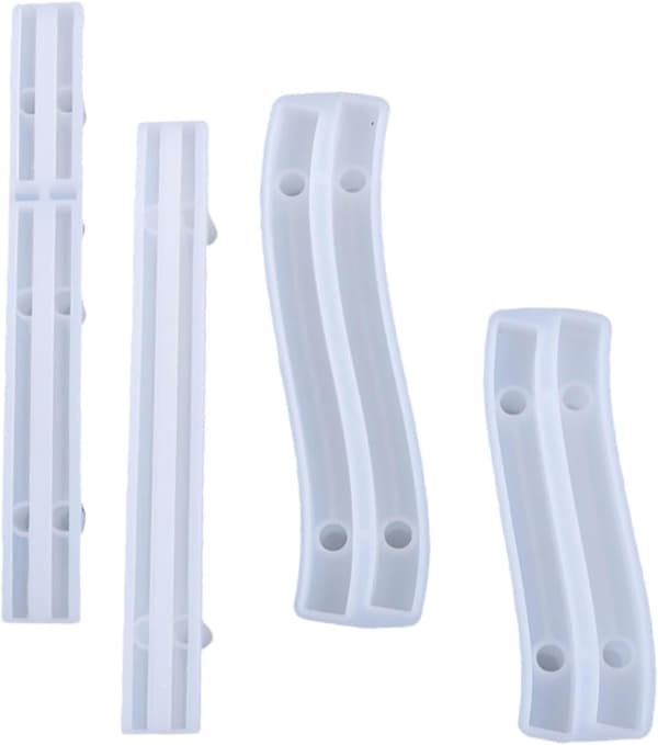 4 STK DIY Dråpeformet Silikonhåndtak Støpeform Brett for Epoxyharpiks Krystallpynt Produksjon