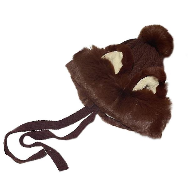 Plush Kattmössa med Fuskpäls Kattöron Beanie Mössa Plush Kattöron Mössa Öronlappsmössa Coffee