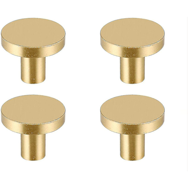 4 st Runda Skåpsknoppar, Massivt Mässing Låda Drag, Skåpsknoppar, Guld Skåpsdörrs Knoppar