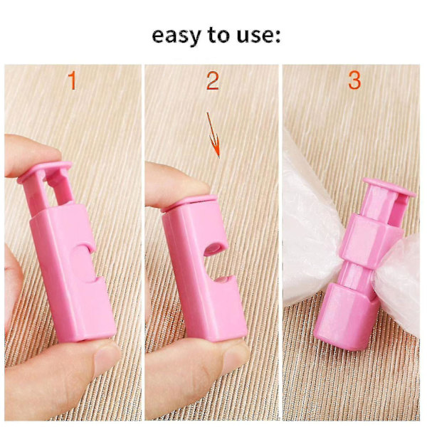 Matposeklipser Bærbare Kjøkkenbevare Smaker Og Friskhet Matlagring Klips (3 Stykker, Rosa)