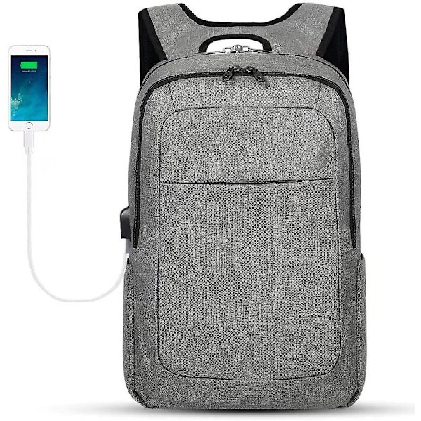 Kannettavan tietokoneen reppu 15,6 tuumaa Miehet Naiset USB-latausportilla Koulu Reppu Liiketoiminta Vedenkestävä