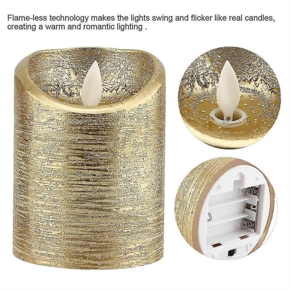 3 Storlek LED-ljus Batteridrivet Gold Flame Light