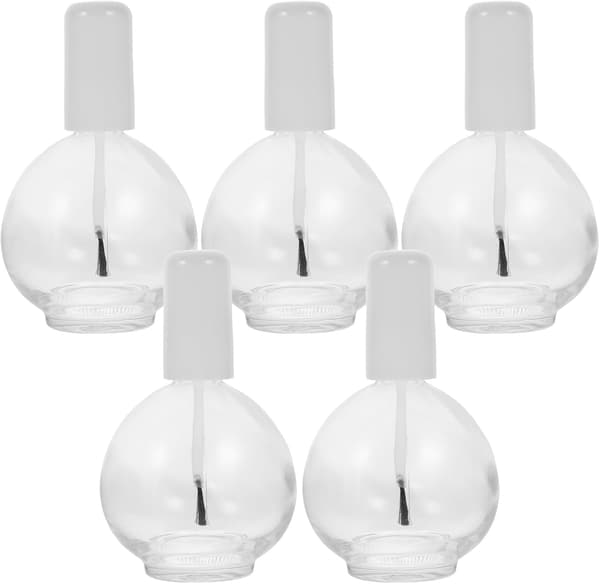 5 st tomma nagellacksflaskor i glas, liten borste, påfyllningsbara för DIY nagelkonstprojekt