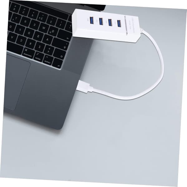 USB 3.0 Hub 4 Ekstra Porter Splitter Adapter Multifunksjonskabel Hvit Rask Dataoverføring