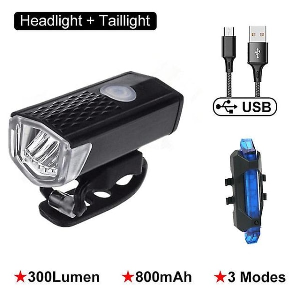 Usb Rechargeable Bike Light Waterproof Bicycle Headlight Cycling Safety Warning Taillight