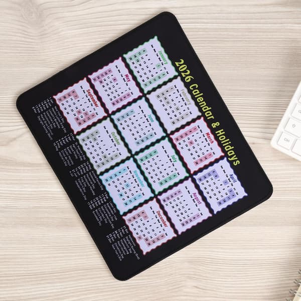 Kalender Musematte Gaming Sklisikker Skrivebordsmatte for Kontor Hjem Bærbar PC