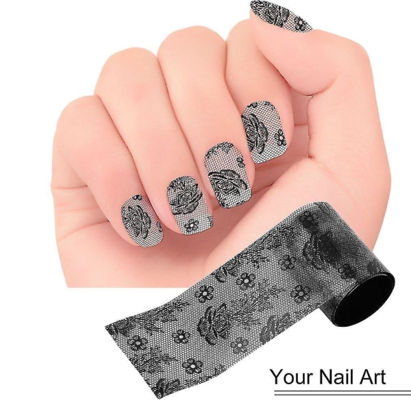 3d svart blonder neglekunst folieklistremerker dekaler manikyrverktøy