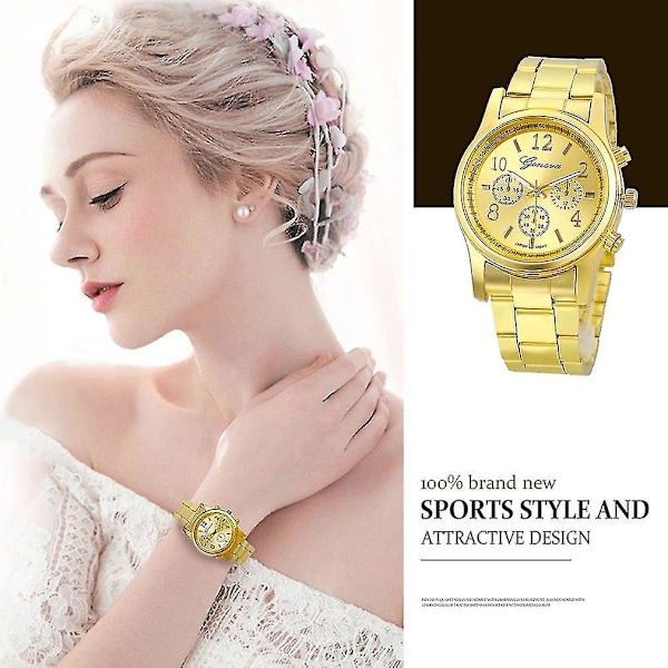 Elegant Dame- og Pigeur Kvinders Geneva Stål Kvarts Armbåndsur