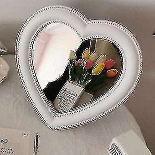 Spegel Skrivbord Rosa Kärlek Smink Spegel Väggmonterad Dual-use Heart-sha