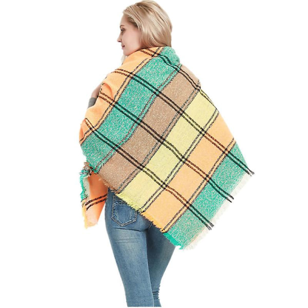 Mote-sjal og skjerf for damer, vinter, damer skjerf, pledd-skjerf for kvinner, tartan-skjerf Yellow