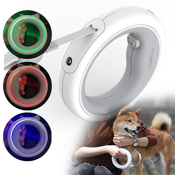 Hundetralle med Retraherbar Line og LED-Belysning