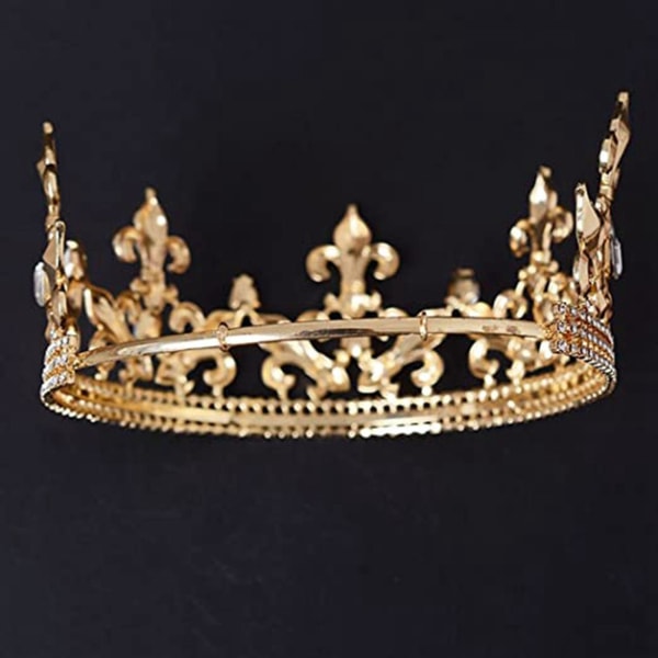 Kultainen King Crown miehille Säädettävä keskiaikainen syntymäpäiväkruunu juhlajuhla