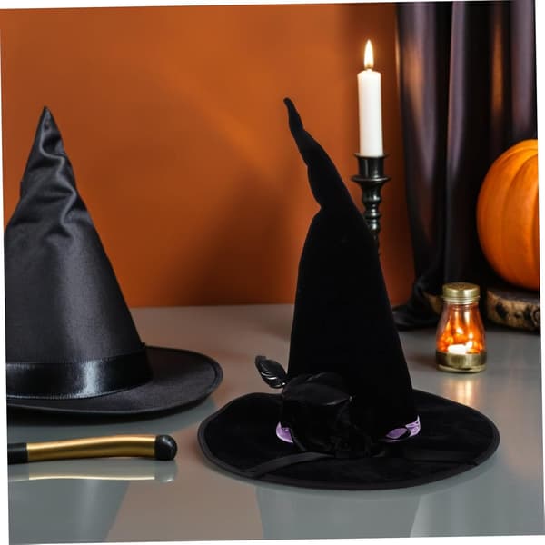 Halloweenhatt for kvinner menn svart trollmann kostyme tilbehør