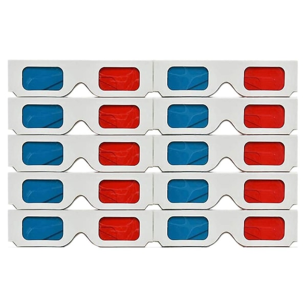Gafas 3d,10 Pares Lentes Estreo Papel Rojo Y Azul Para Pelculas Set Anaglifo De Papel Gafas 3d