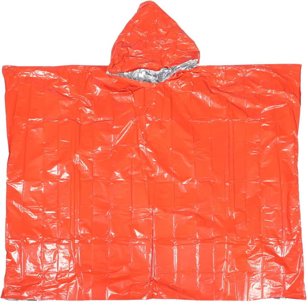 Nødorange regnponcho til voksne med reflekterende striber