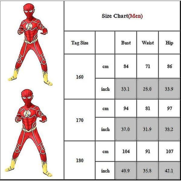 The Flash Superhero Costume Performance Outfit för barn Pojkar män 8-9 Years