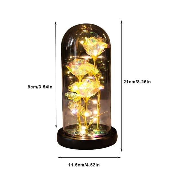 Galaxy Rosblomma Present Evig Ros Glaskupa LED-Ljus
