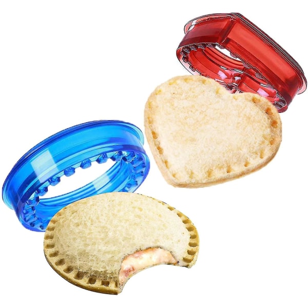 Sandwichskärare och -förslutare Set om 2 (2 st), Sandwich Maker, Säkert Material DIY Sandwichskärare för Barn, Bento Box Tillbehör - Perfekt för Lunchlådan (blå