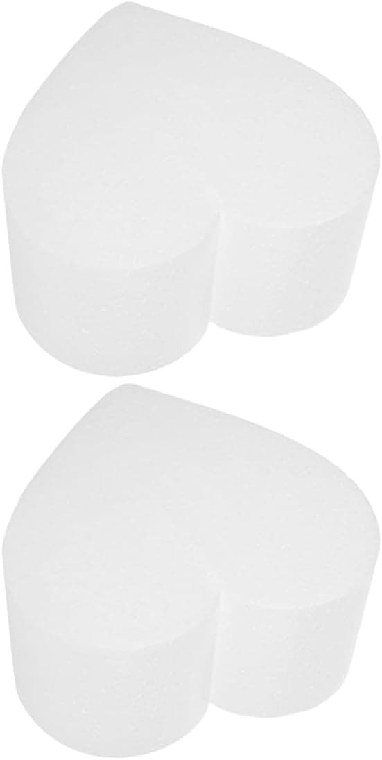2 stk hjerteformet skumkake-dummy Valentinsdag kake-topper hvitt polystyrenmateriale