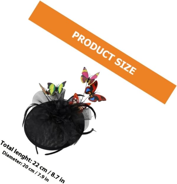 Sort sommerfugl fascinator til kvinder ABS og polyesternetmateriale
