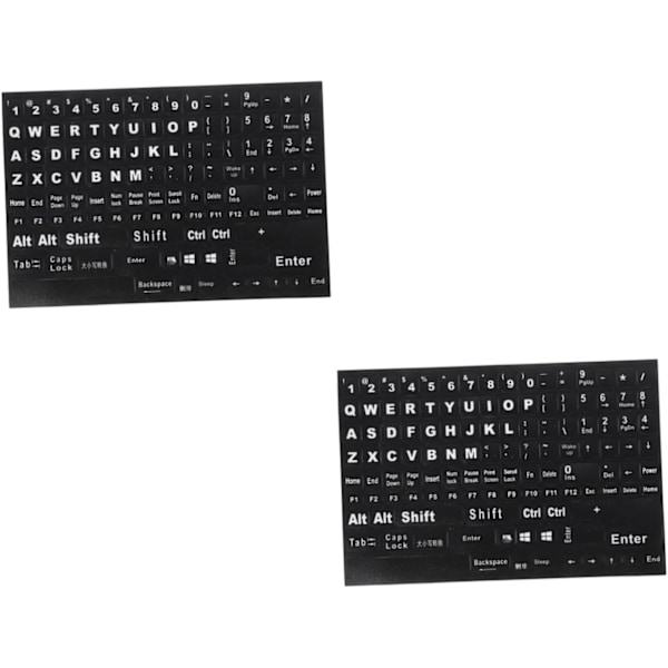 2 Ark Universelle Engelske Tastaturklistremerker Komplett Sett