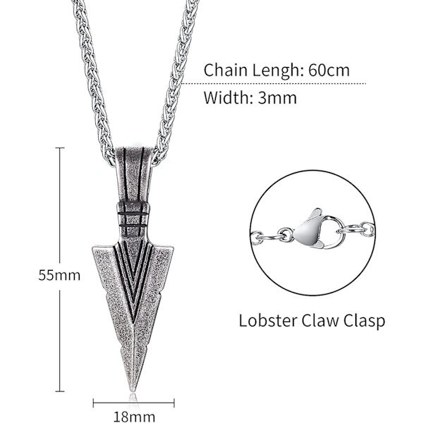 Halsband för män med Mjolnir-hänge: Mäns halsband i silverfärgat rostfritt stål