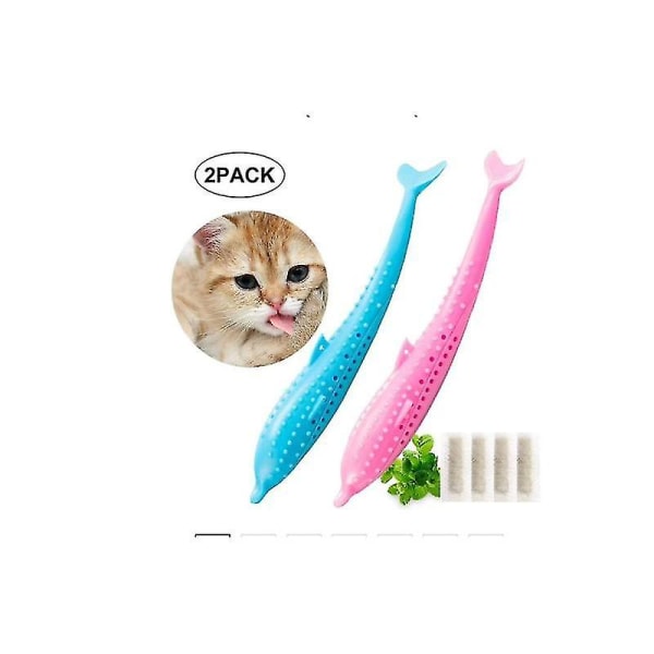 Kattennbørste, kattefiskform tennrengjøringsleketøy, kattetannbørste, fiskekattleketøy, tannbørste