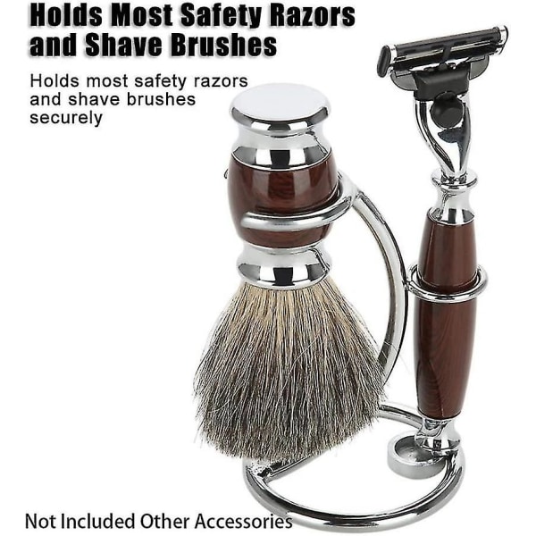 Barberhøvelbørstestativ Metall Universal skjeggbørsteholder Profesjonell barbermaskinsett for menn (sølv) (1 stk.