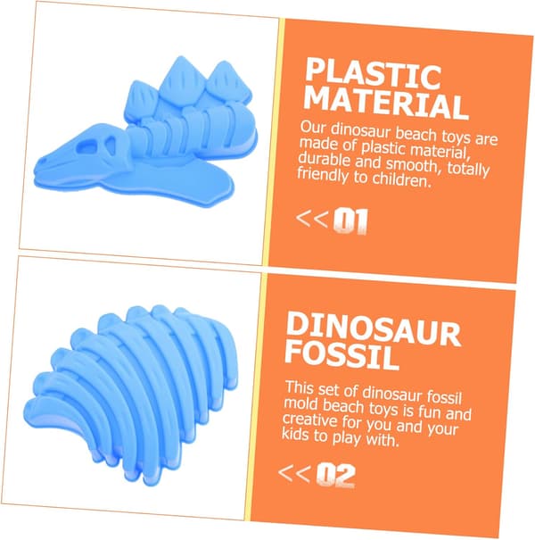 4 sett dinosaurform strand for skjelett utendørs for mini dinosaurmodell sandformer plast