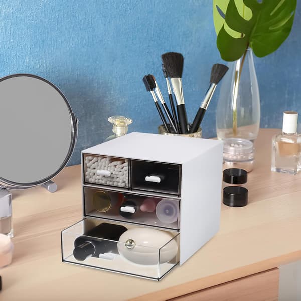 Skrivbordslåda Organizer Box Ivory White 4-facks förvaringsbehållare