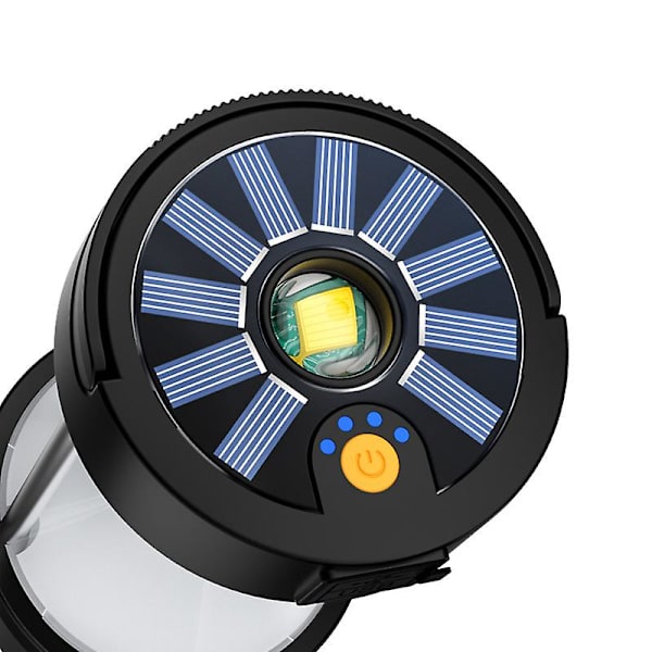 Solcellsdriven LED Campinglampa Typ-C Laddningsbar Lampa Bärbar Lykta Nödljus White