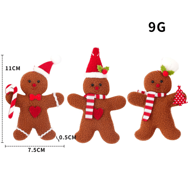 3 stk. Nye Dekoration Peberkagemand Plushies Dukke Vedhæng Plys Legetøj Træ Tilbehør Vedhæng Men 3pcs