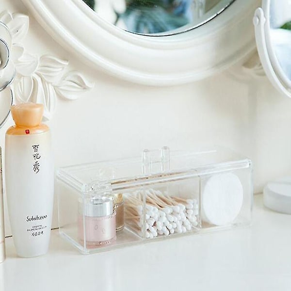 Transparent Kosmetik Opbevaringsboks Bomuldspind Pude Organizer
