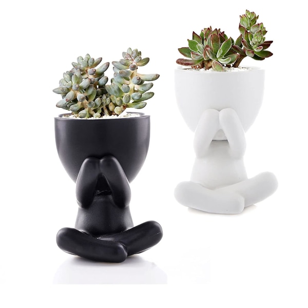 Keramiske sukkulente potter Creative Humanoid høj 3,9 tommer lille kaktus potte