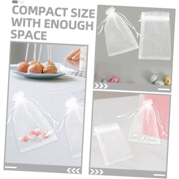 50 stk. Smykke Gavepose Snøre Organza Mesh Mini Poser Små Duftposer