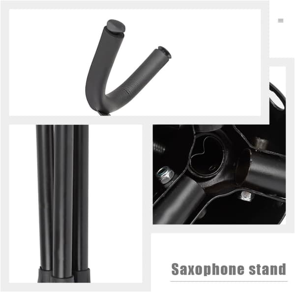 Saksofonstativ Altsaksofonholder Metall Sammenleggbar Ergonomisk Sammenleggbar Design Svart Bærbar