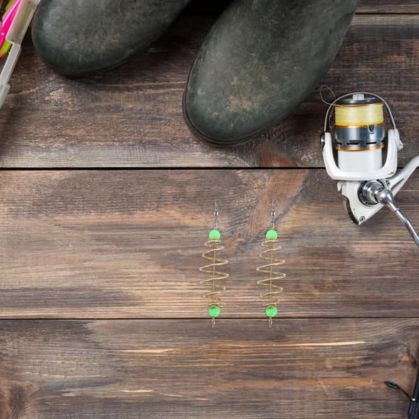 10 stk. glødende karpefiskefoderholder med lysende perler, spiralformet fiskebur