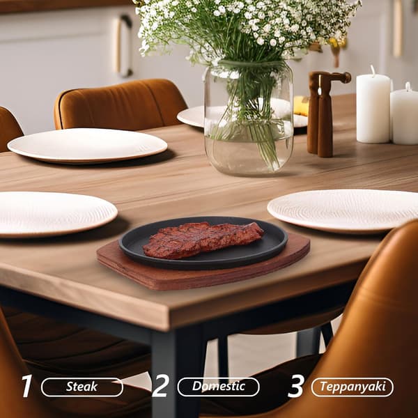 Støpejerns grillpanne 19 cm Nonstick Rund Komfyrtopp Grillplate