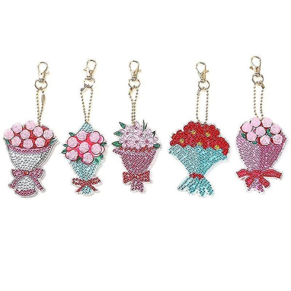 4 stk. Jule DIY Diamantmaleri Nøglering B-Style