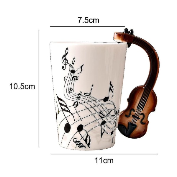 Novelty Violin Handle Ceramic Cup Free Spectrum Coffee Milk Tea Cup Personality Mug Unique Musical-yuhao