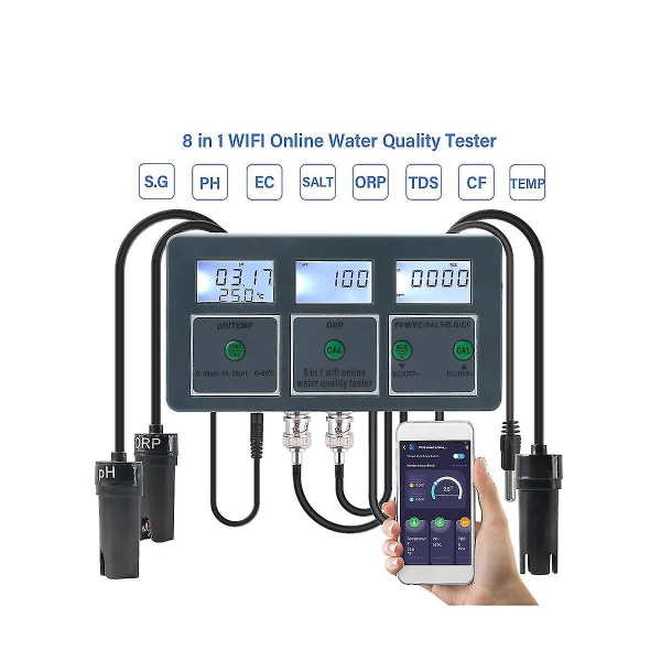 8-i-1 genopladeligt vandkvalitetstestværktøj S.g Ph Ec Salt Orp Tds Cf Temp Multi Parameter Test F