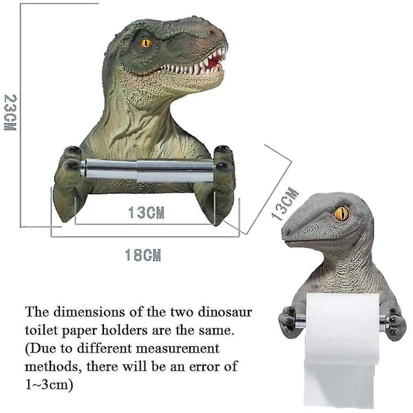 Väggmonterad Pappershållare i Resin med Dinosaurie-Motiv, Grön